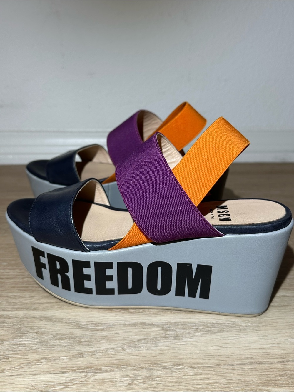 MSGM Women’s MSGM Freedom Sandals Platform Wedge Size 36 Colorblock Italy